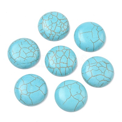 Craft Findings Dyed Synthetic Turquoise Flat Back Dome Cabochons LS-X-TURQ-S266-20mm-01-1