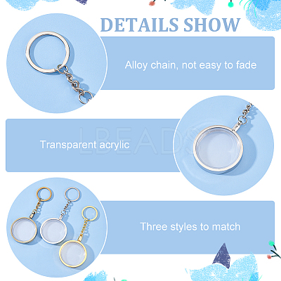 3pcs 3 colors Commemorative Coin Acrylic Pendant Keychain Sets KEYC-FG0001-09A-1