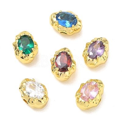 Brass Pave Cubic Zirconia Beads CU-CBA42CA-06G-1
