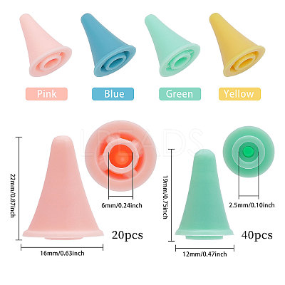 60Pcs 2 Style Synthetic Rubber Knitting Needle Point Protectors FIND-GL0001-53-1