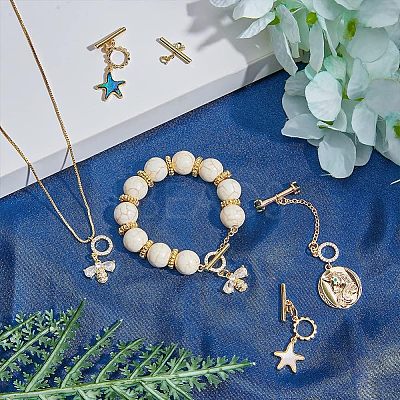 5Pcs 5 Styles Brass Toggle Clasps KK-FH0004-71-1