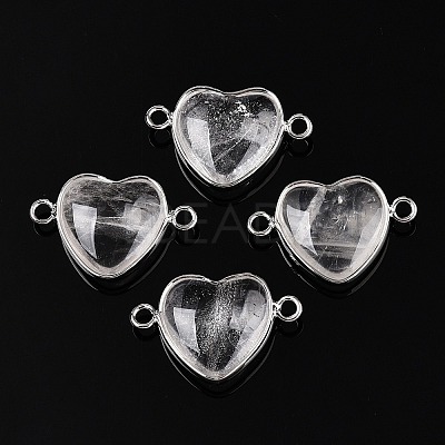 Natural Quartz Crystal Love Heart Pendants G-T138-205C-P-1