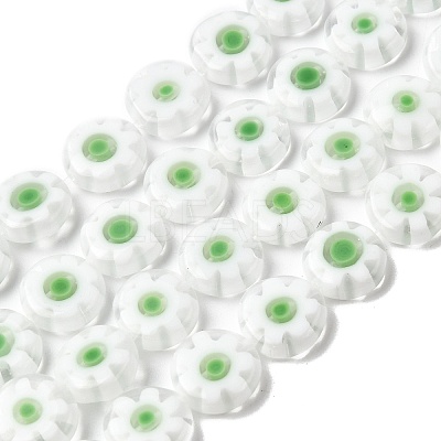 Handmade Millefiori Glass Flat Round Bead Strands LK-P011-23-1