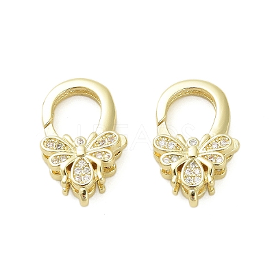 Insects Brass Micro Pave Clear Cubic Zirconia Lobster Claw Clasps KK-I354-01G-05-1
