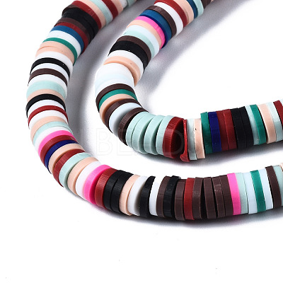 Flat Round Handmade Polymer Clay Bead Spacers CLAY-R067-4.0mm-M2-1