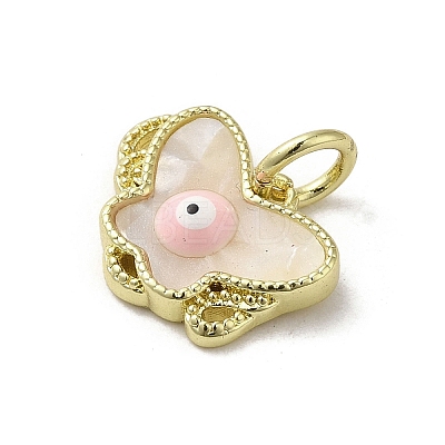 Evil Eye Enamel Shell Brass Butterfly Charms with Jump Rings KK-E092-27G-01-1