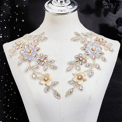 Polyester Rhinestone Embroidery Sew on Appliques DIY-WH20010-40-1-1