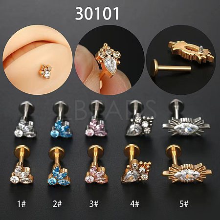 G23 Titanium Micro Pave Pink Cubic Zirconia Internally Threaded Labrets WGA56E5-03-1