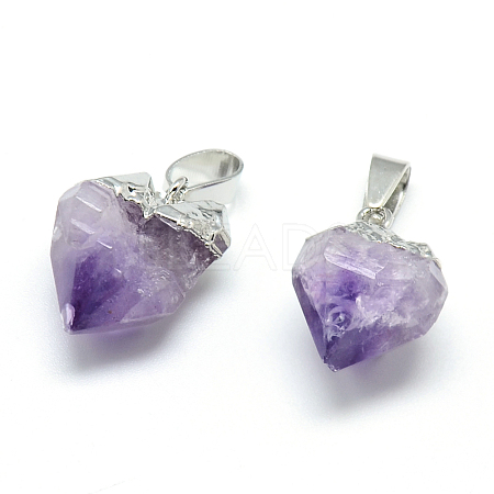 Electroplated Natural Amethyst Pendants X-G-Q481-19P-1