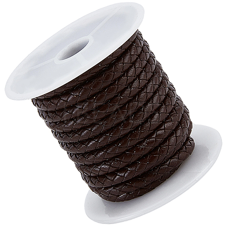 1 Roll Round Braided Cowhide Leather Cord NWIR-CL0001-01A-1