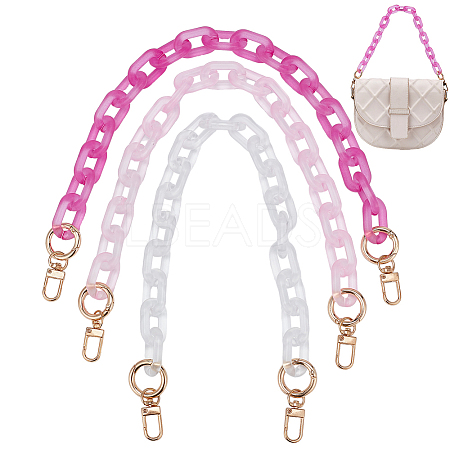 WADORN 3Pcs 3 Colors Pink Series Acrylic Cable Chain Bag Handles FIND-WR0007-71-1