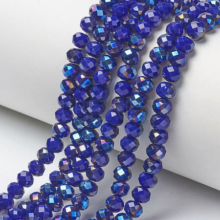 Electroplate Opaque Solid Color Glass Beads Strands EGLA-A034-P4mm-I14-1