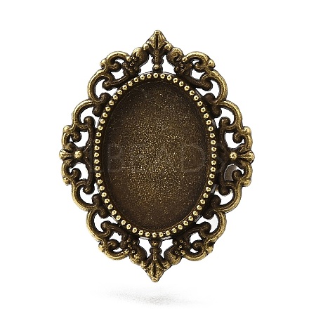 Vintage Adjustable Iron Finger Ring Components Alloy Cabochon Bezel Settings X-PALLOY-Q300-09AB-NR-1