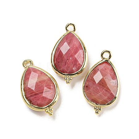 Natural Rhodonite Faceted Pendants G-M431-15G-03-1