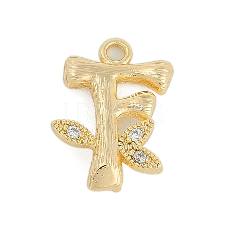 Brass Crystal Rhinestone Letter Links Connector Charms KK-S395-06G-F-1