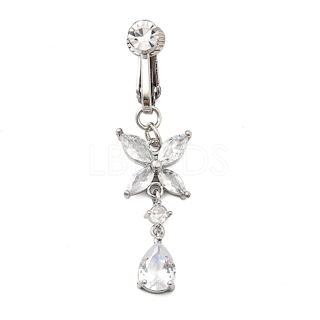Brass Pave Clear Cubic Zirconia Clip on Belly Rings FS-WG683DA-01-1