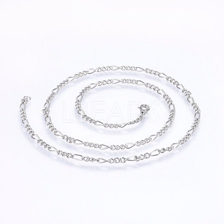 Non-Tarnish 304 Stainless Steel Figaro Chain Necklaces NJEW-F227-03-01-1