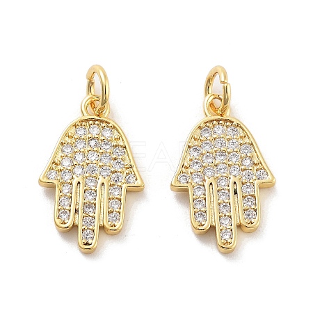 Rack Plating Brass Micro Pave Clear Cubic Zirconia Pendants KK-C063-13G-1