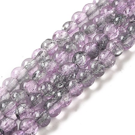 Spray Painted Crackle Glass Beads Strands CCG-Q002-6mm-02-1