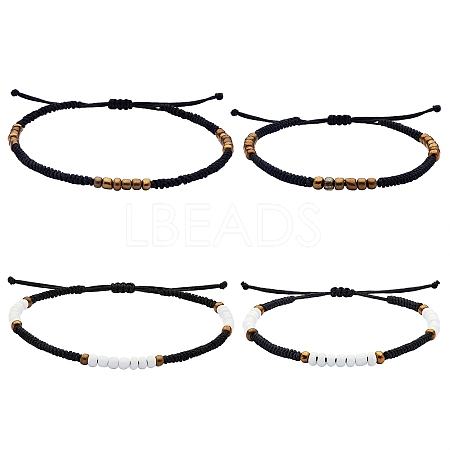 4Pcs 4 Style Glass Seed Braided Bead Bracelets and Anklets Set SJEW-SW00003-01-1