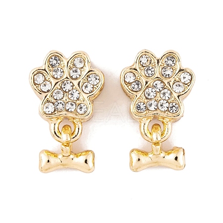 Rack Plating Alloy Rhinestone European Dangle Charms FIND-C055-19G-01-1