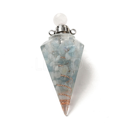 Natural Aquamarine Perfume Bottle Pendants G-H285-01P-08-1