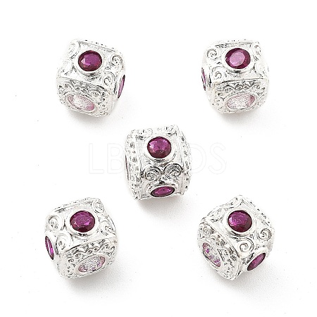 Brass Micro Pave Cubic Zirconia Beads KK-R216-17P-01-1