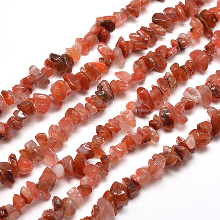 Natural South Red Agate Chip Bead Strands X-G-M205-49-1