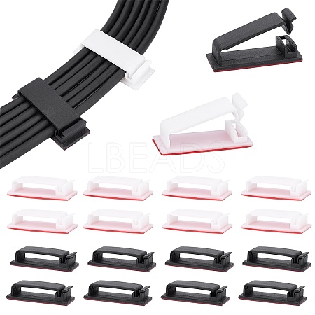   40Pcs 2 Colors Plastic Self Adhesive Cable Management Clips FIND-PH0003-96-1
