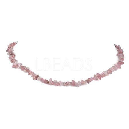 Natural Rose Quartz Chip Beaded Necklace NJEW-JN04615-13-1