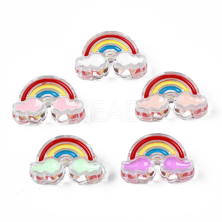Transparent Acrylic Enamel Beads X-OACR-N130-026-1