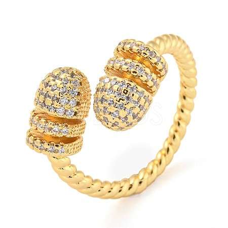 Brass Micro Pave Cubic Zirconia Open Finger Ring RJEW-C069-07G-1