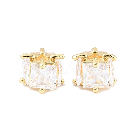 Brass Pave Clear Cubic Zirconia Beads CU-CBAF71E-01G-1