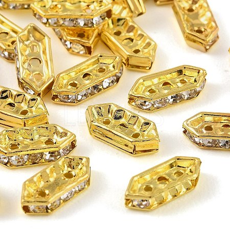 Brass Crystal Rhinestone Spacer Bars RB-T019-01B-G-1