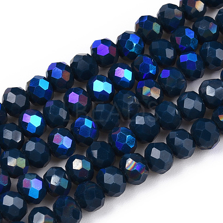 Electroplate Opaque Solid Color Glass Beads Strands EGLA-A044-P8mm-L16-1