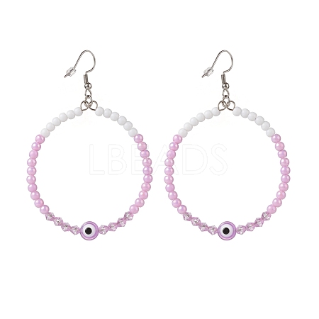 Resin Evil Eye & Acrylic Beaded Big Ring Dangle Earrings EJEW-JE04999-01-1