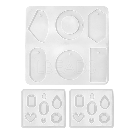 3Pcs Geometry/Teardrop/Heart Pendant & Links Silicone Molds DIY-LS0003-25-1