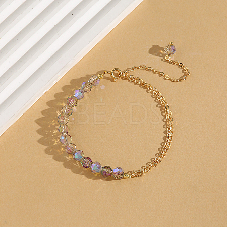 Elegant Glass Beads Link Bracelets UY2615-5-1