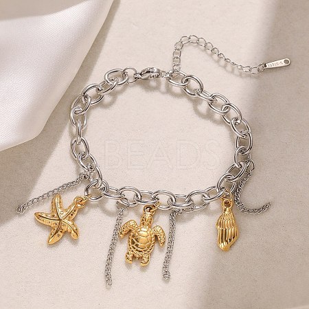 304 Stainless Steel Charm Bracelets BJEW-C116-01GP-1