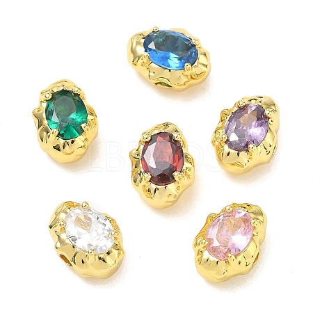 Brass Pave Cubic Zirconia Beads CU-CBA42CA-06G-1
