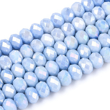 Anti-Tarnish Electroplate Rondelle Glass Beads Strands EGLA-T021-6mm-17-09-1