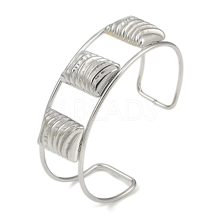 Non-Tarnish 304 Stainless Steel Wide Textured Open Cuff Bangles BJEW-Q348-05P-01-1