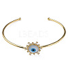 Shell Evil Eye Open Cuff Bangle with Synthetic Turquoise BJEW-N012-041-2
