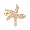 Brass Micro Pave Clear Cubic Zirconia Cuff Earrings EJEW-M195-08G-2