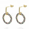 Brass Micro Pave Cubic Zirconia Dangle Stud Earrings EJEW-S208-132A-NF-1