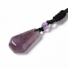 Natural Amethyst Hexagon Pendant Necklace with Nylon Cord NJEW-G094-A01-2