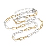 4MM Two Tone 304 Stainless Steel Textured Paperclip Chain Necklaces for Man and Women SA-CBAB767-12GP-4