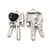 Glass Heart Key Pendants PALLOY-E024-29P-03-1