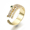 Brass Micro Pave Clear Cubic Zirconia Cuff Rings RJEW-S045-021G-NR-1