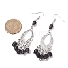 Halloween Skull Dyed Synthetic Turquoise & Alloy Dangle Earrings EJEW-JE05890-4